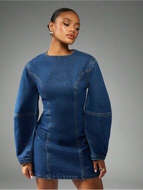 Missguided Dark Blue Denim Mini Dress